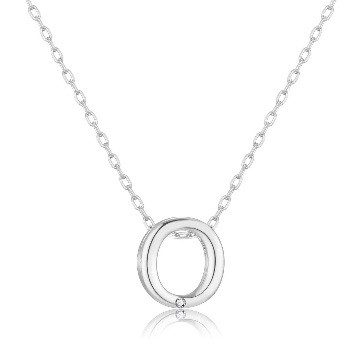 Customisable Initial Necklace (A-Z) with Option of Birthstone Charm - O: the shop's own photo
