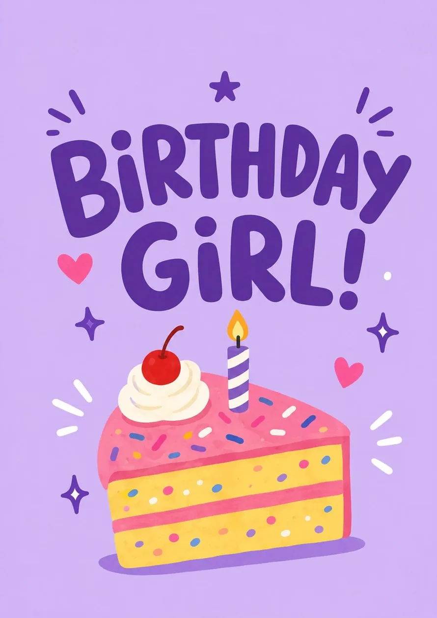 Birthday Girl Cake Slice 10th Birthday Card for Her: the shop's own photo