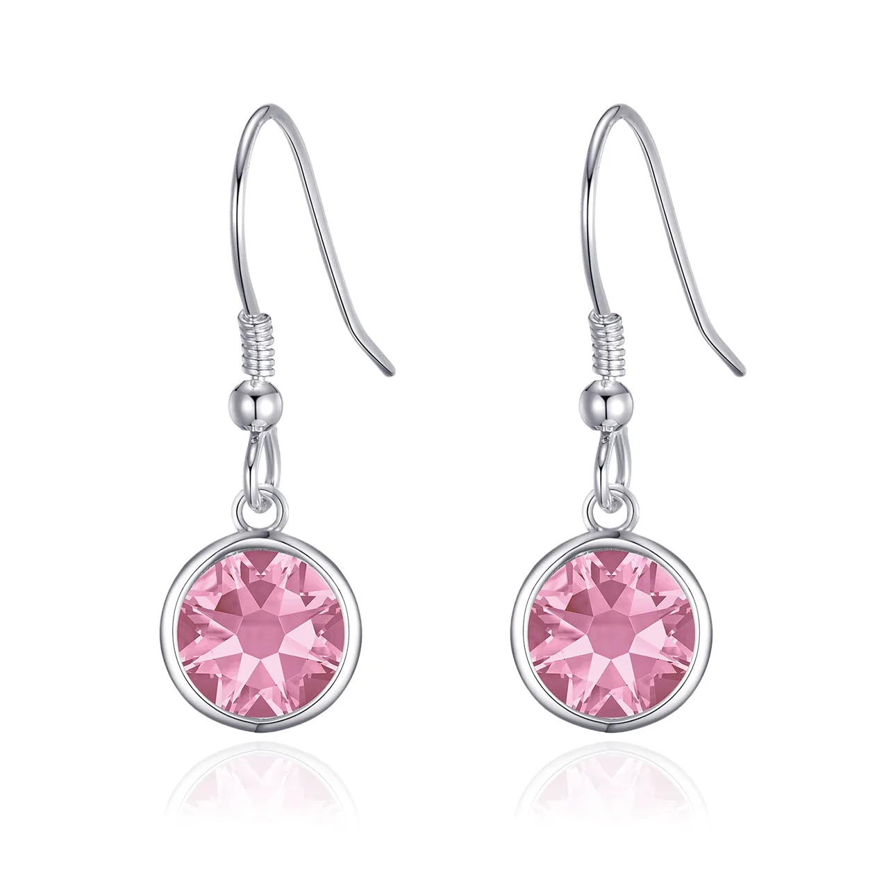 Pink Crystal Drop Earrings Created with Zircondia® Crystals: the shop's own photo