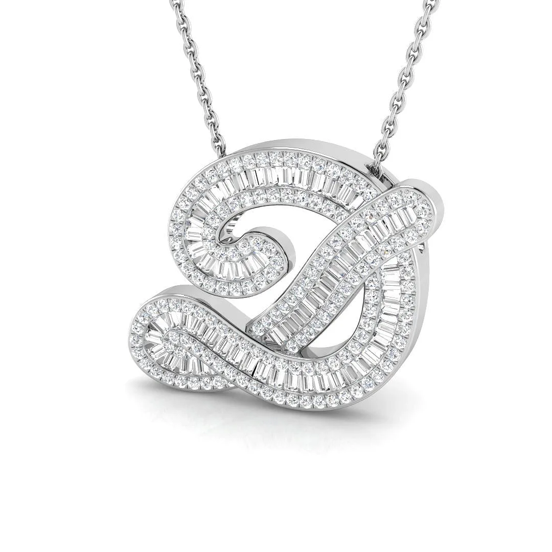 Paved Initial Diamond Pendant | Custom D Pendant Without Chain - Lab-Grown Diamond / 18k Yellow Gold / 0.65: the shop's own photo