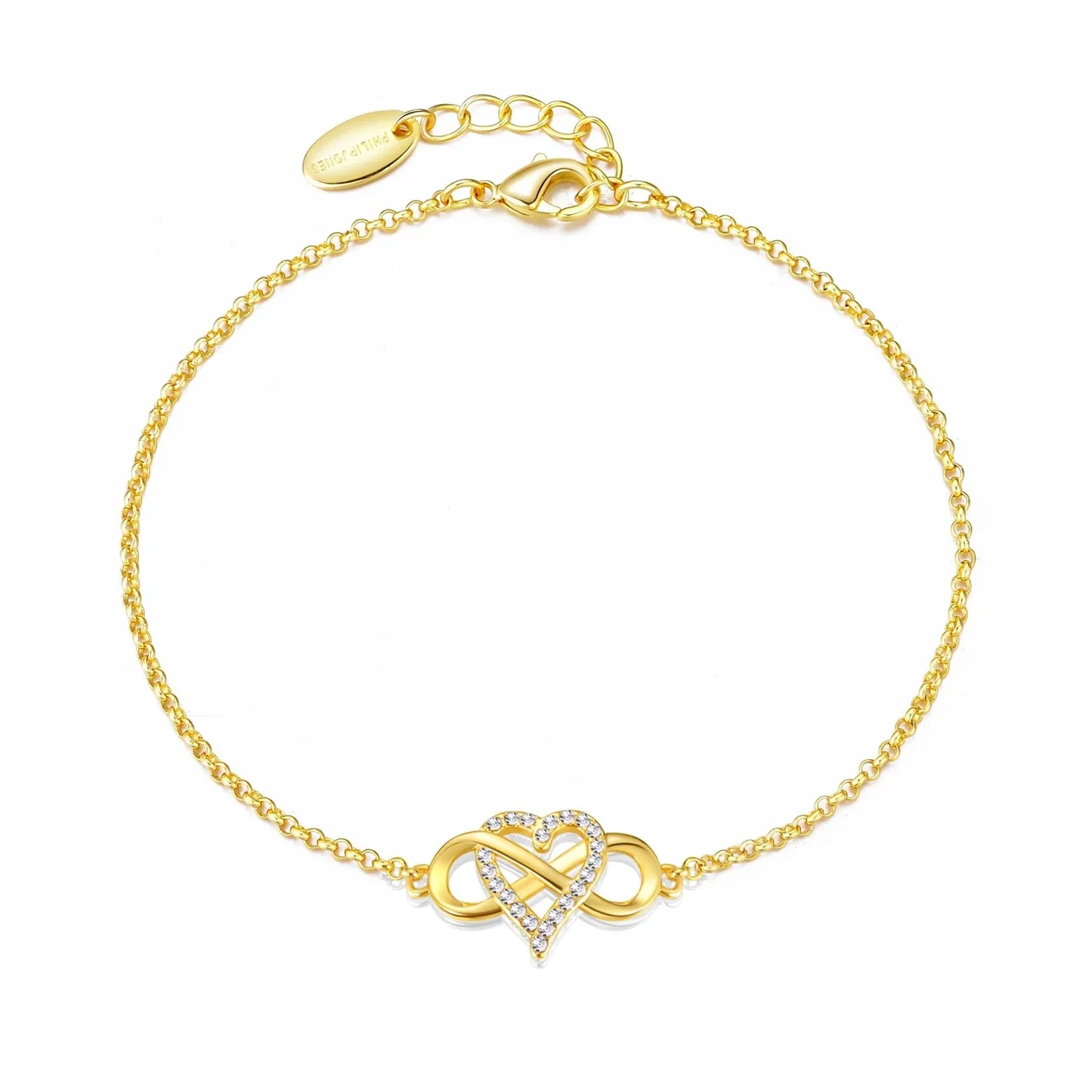 18k Gold Plated Infinity Heart Bracelet Created with Zircondia® Crystals: the shop's own photo