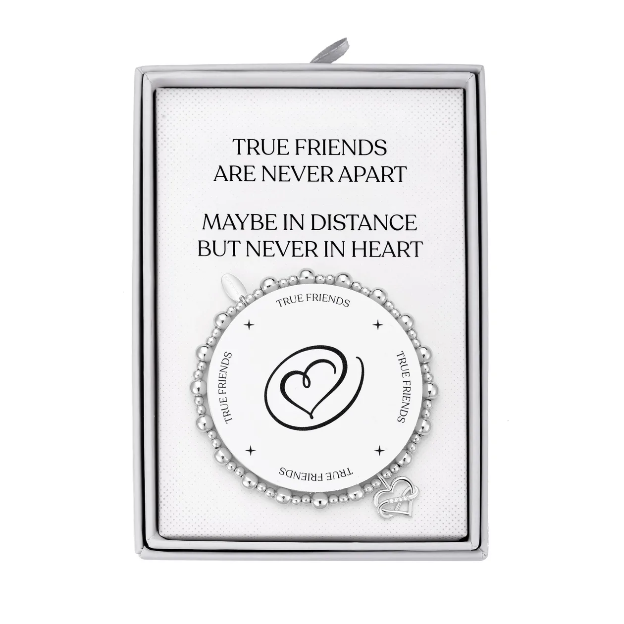 Silver Plated True Friendship Quote Stretch Bracelet with Gift Box: the shop's own photo