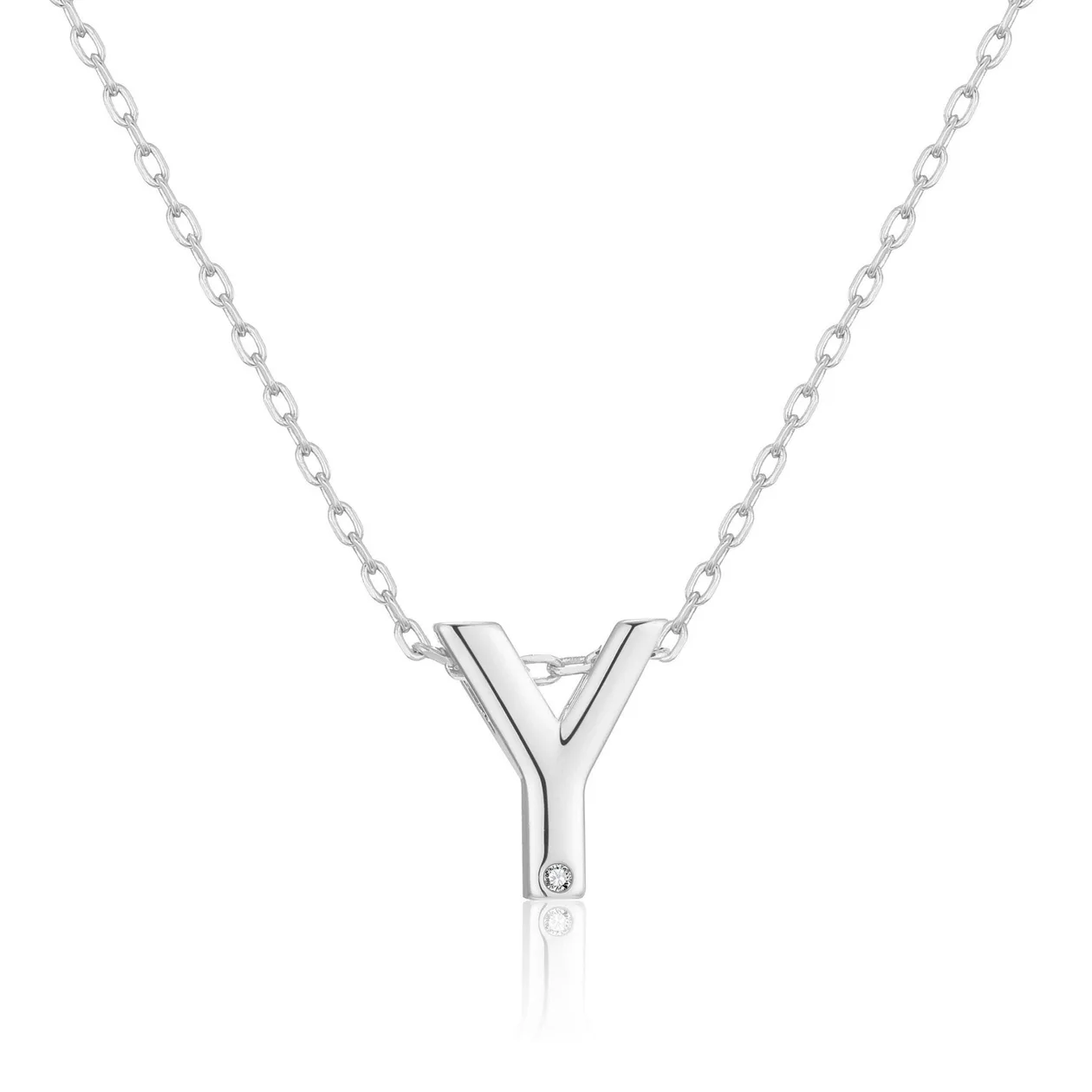 Customisable Initial Necklace (A-Z) with Option of Birthstone Charm - Y: the shop's own photo