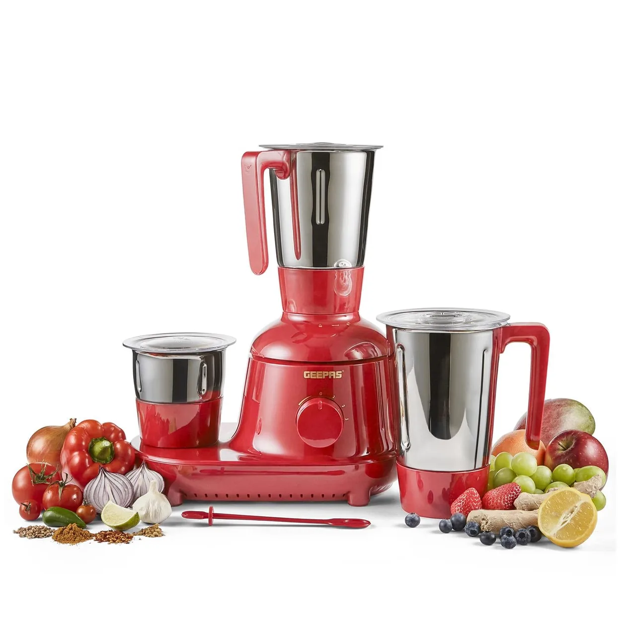 Red 750W Wet and Dry 3-In-1 Mixer Grinder With Stainless Steel Jars: the shop's own photo