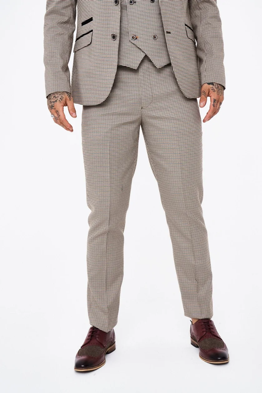 House of Cavani Caridi Beige Short Check Three Piece Suit: the shop's own photo