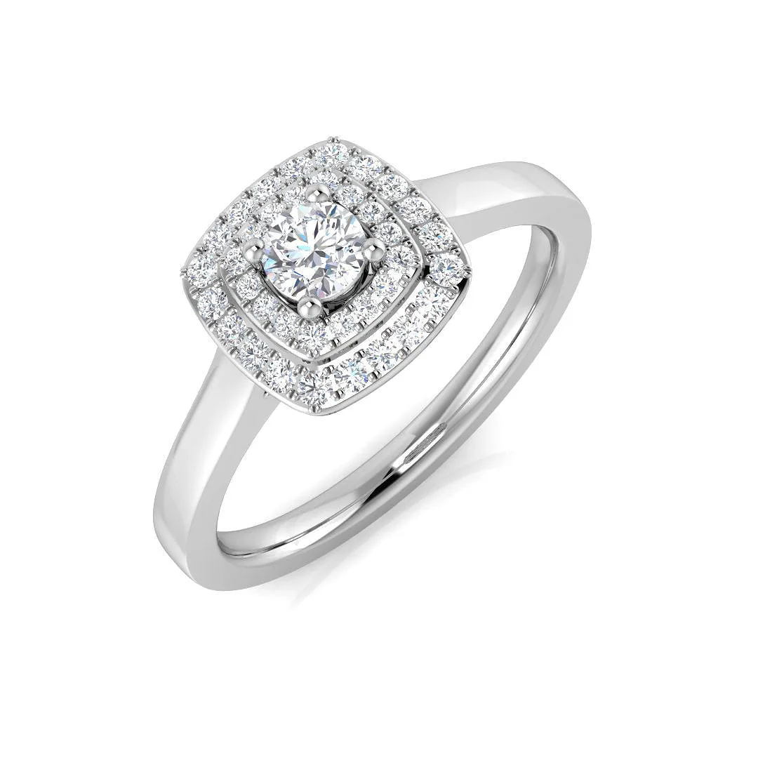 Halo Round Cut Natural Diamond Engagement Ring - Lab-Grown Diamond / 0.50 Carat / 18k Yellow Gold: the shop's own photo