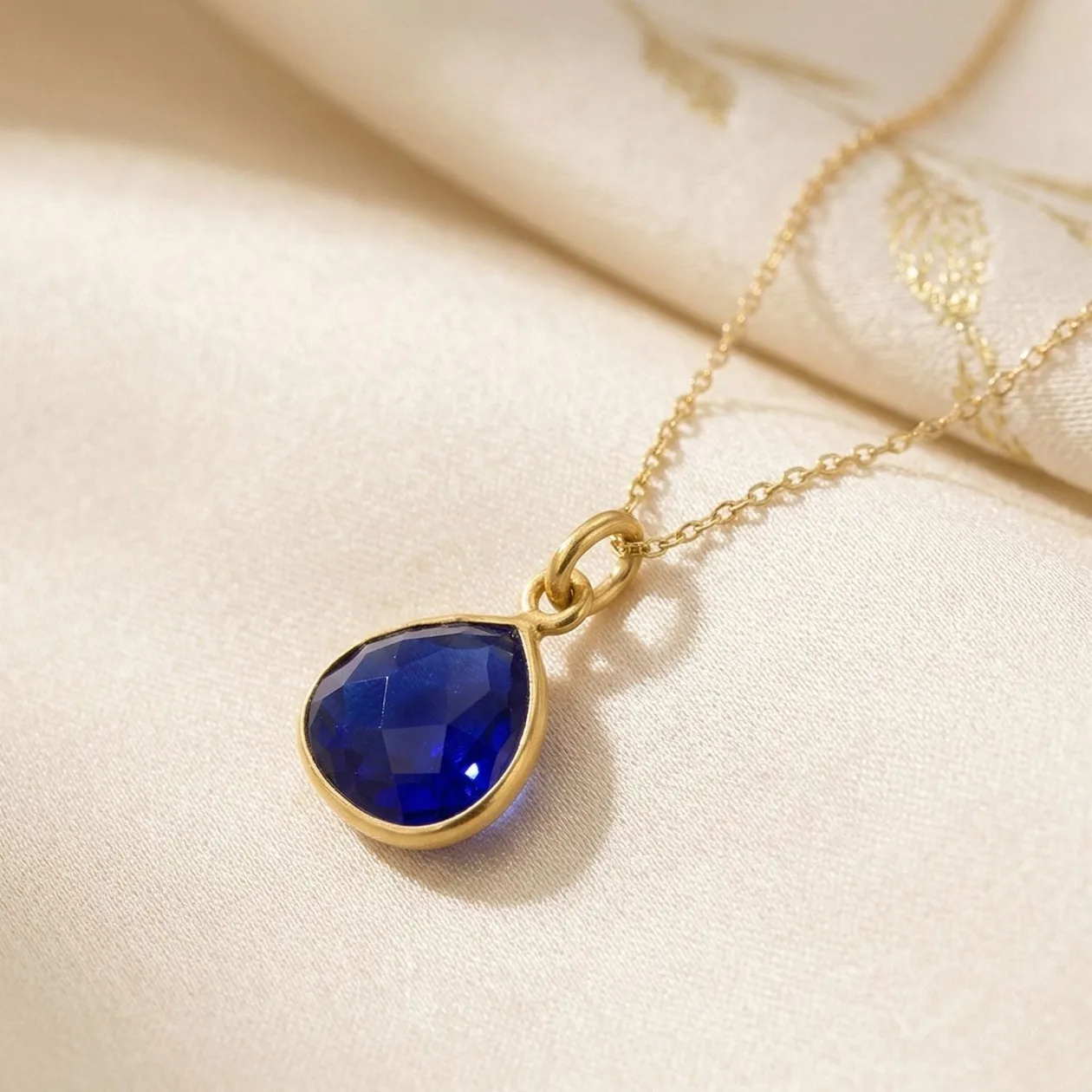 Sapphire September Birthstone Gold Vermeil Necklace: the shop's own photo