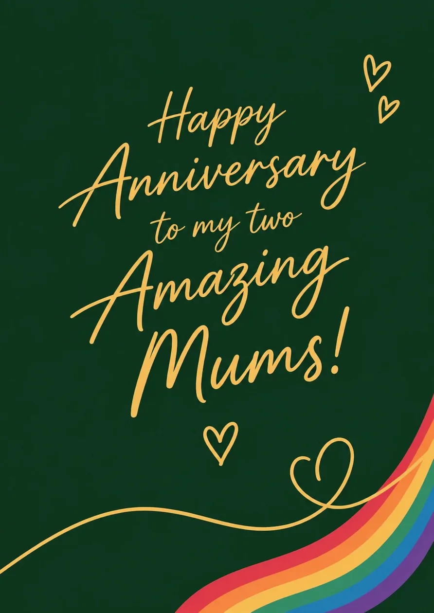 Happy Anniversary Two Mums Rainbow Pride Anniversary Card: the shop's own photo
