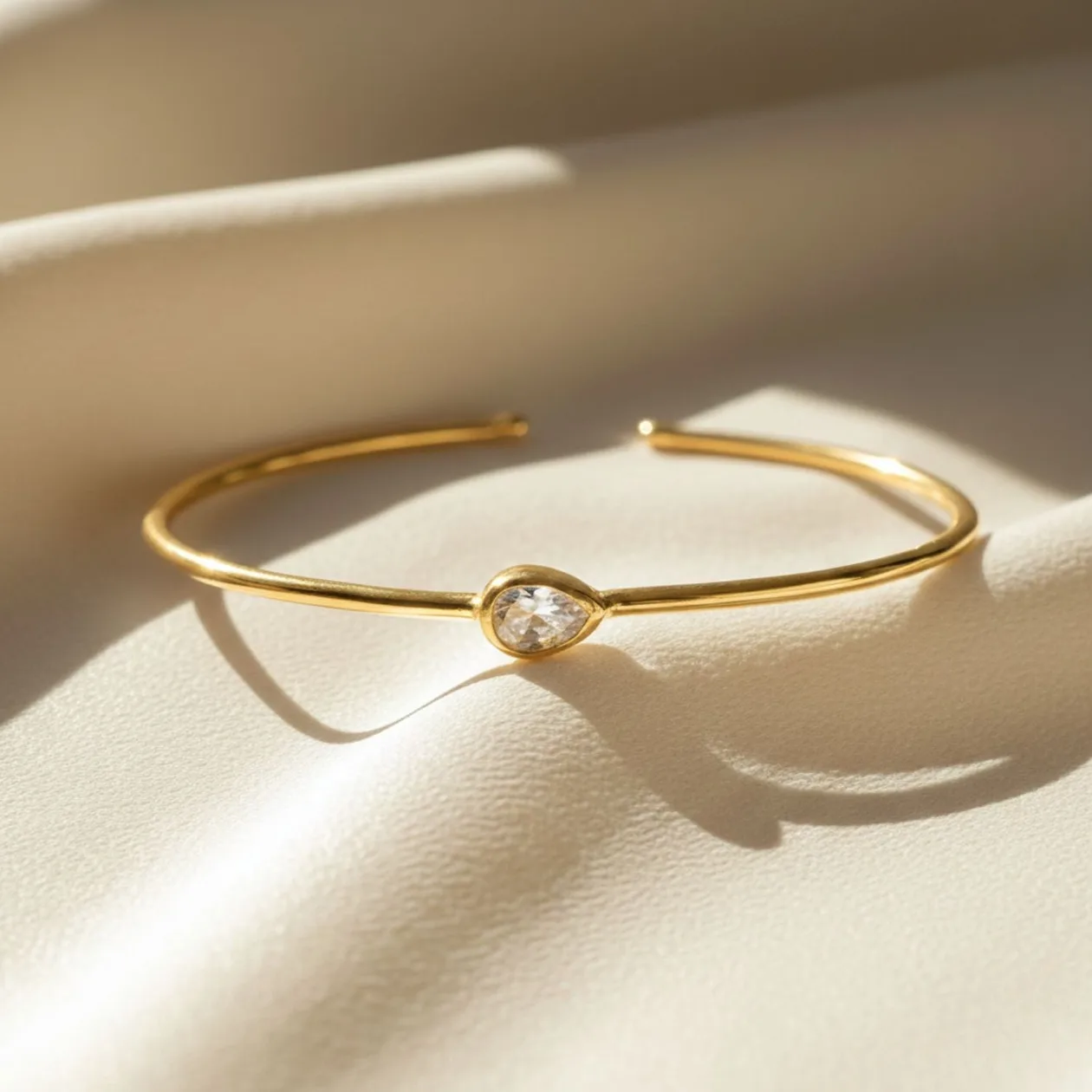 18ct Gold Vermeil White Topaz April Birthstone Bangle: the shop's own photo