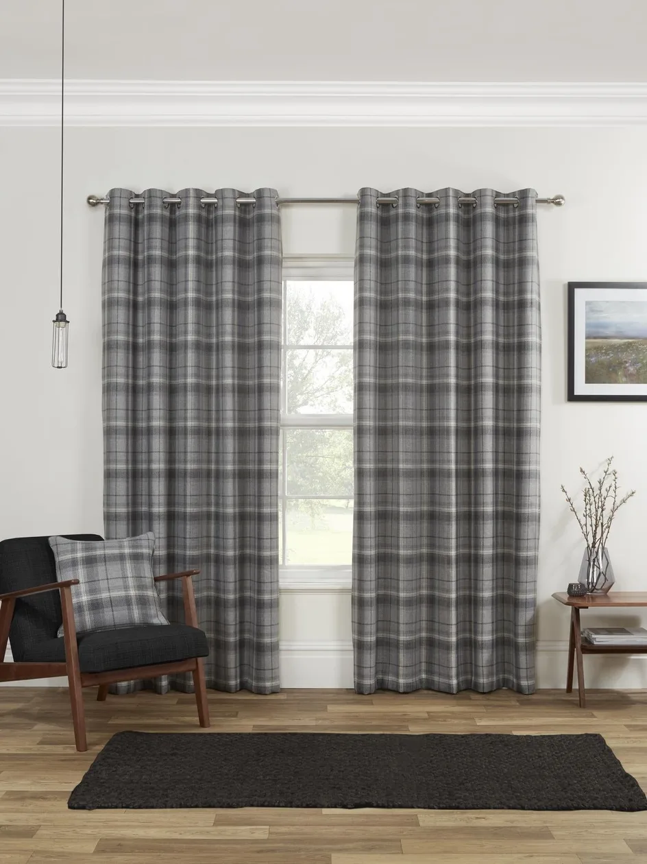 Carnoustie Blackout Eyelet Curtains - Grey - 66" x 90": the shop's own photo