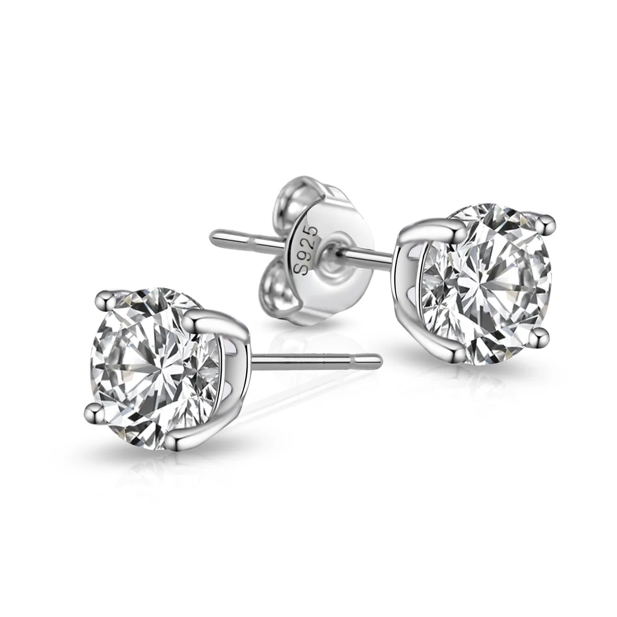 Sterling Silver 6mm Round Earrings Created with Zircondia® Crystals: the shop's own photo
