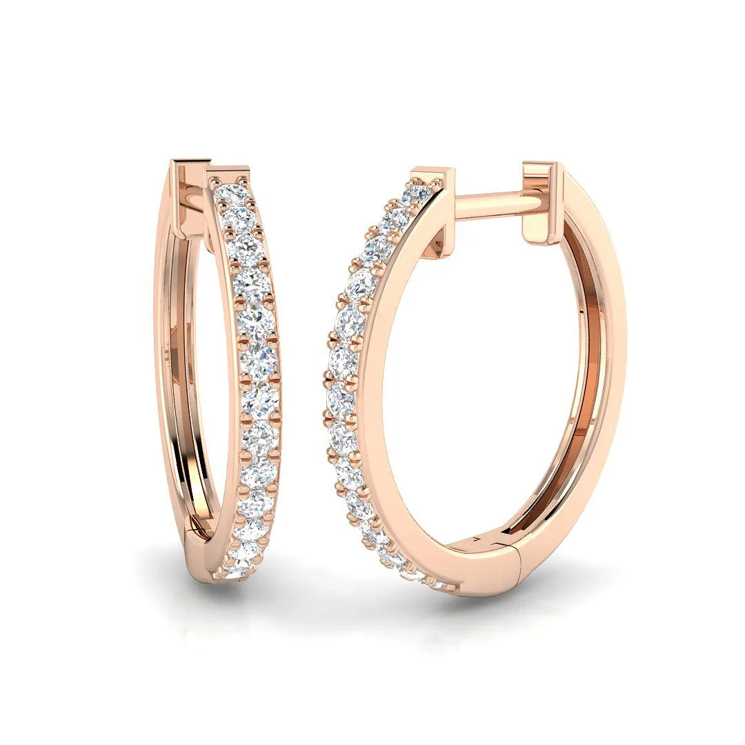 0.25 Ct to 0.5 Ct Diamond Hoop Earrings | Lab-Grown & Natural | 9k/18k Gold & Platinum - 0.25 Carat / Natural Diamond(F-VS) / 9k Rose Gold: the shop's own photo
