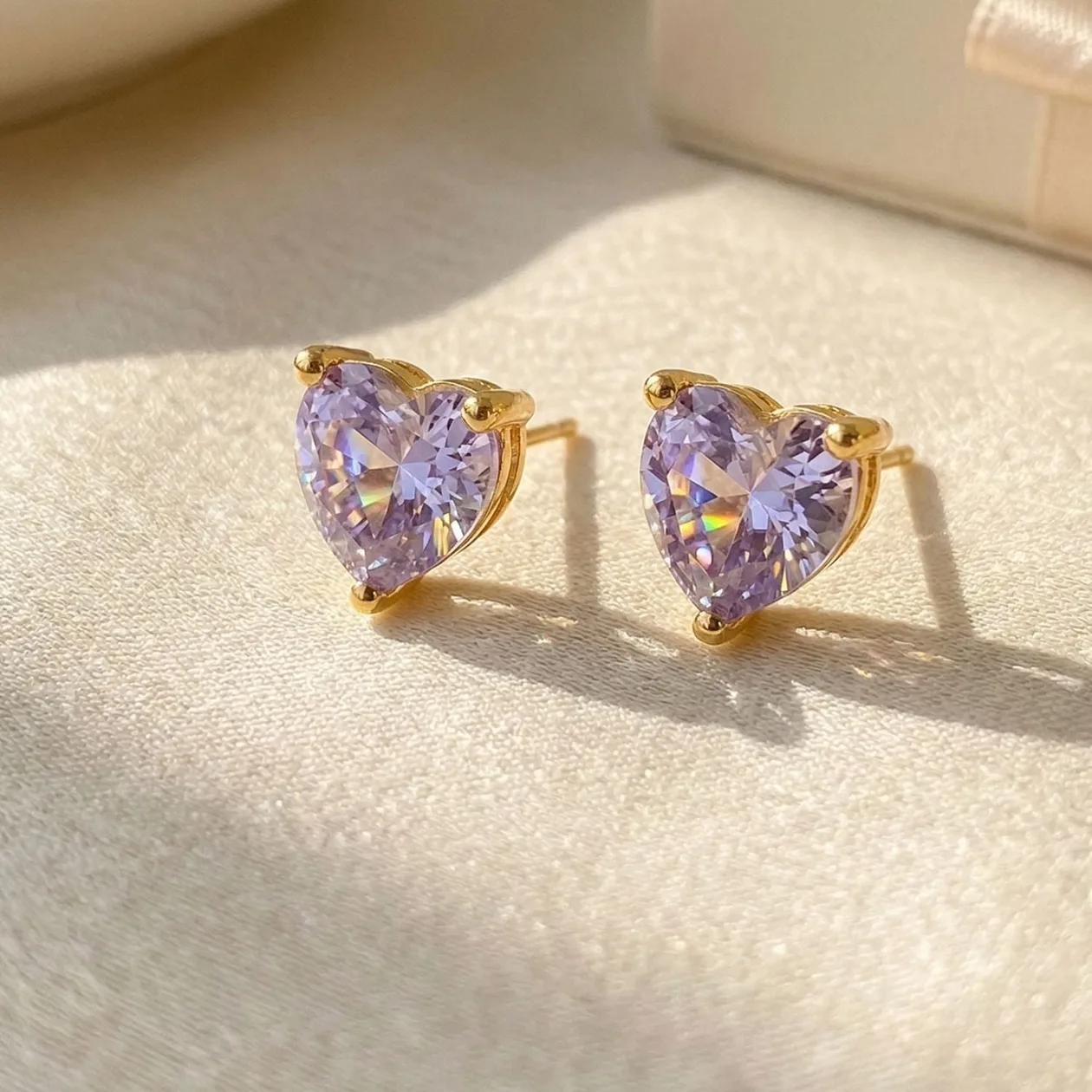 Alexandrite Heart June Birthstone Stud Earrings: the shop's own photo