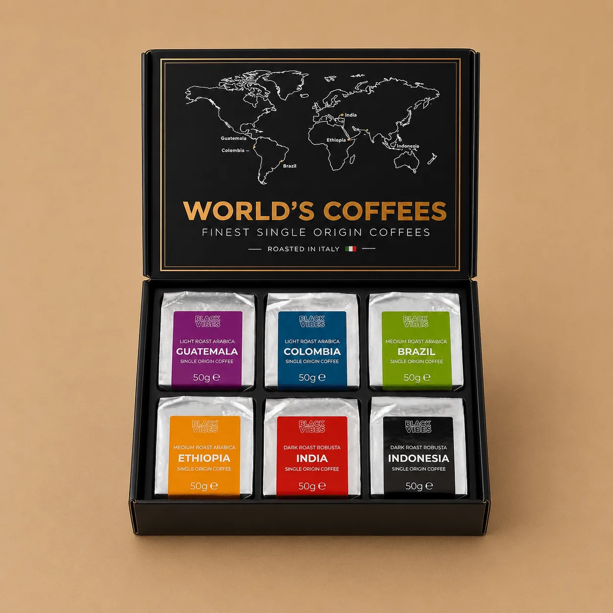 Black Vibe World's Coffees Gift Set: the shop's own photo