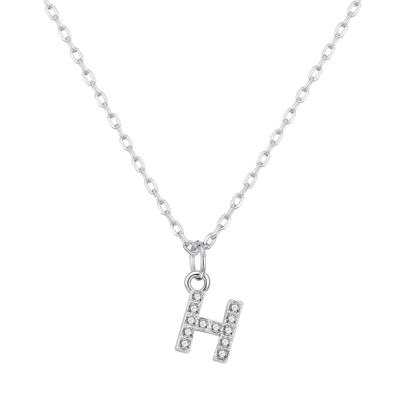 Pave Initial Necklace Letter H Created with Zircondia® Crystals: the shop's own photo