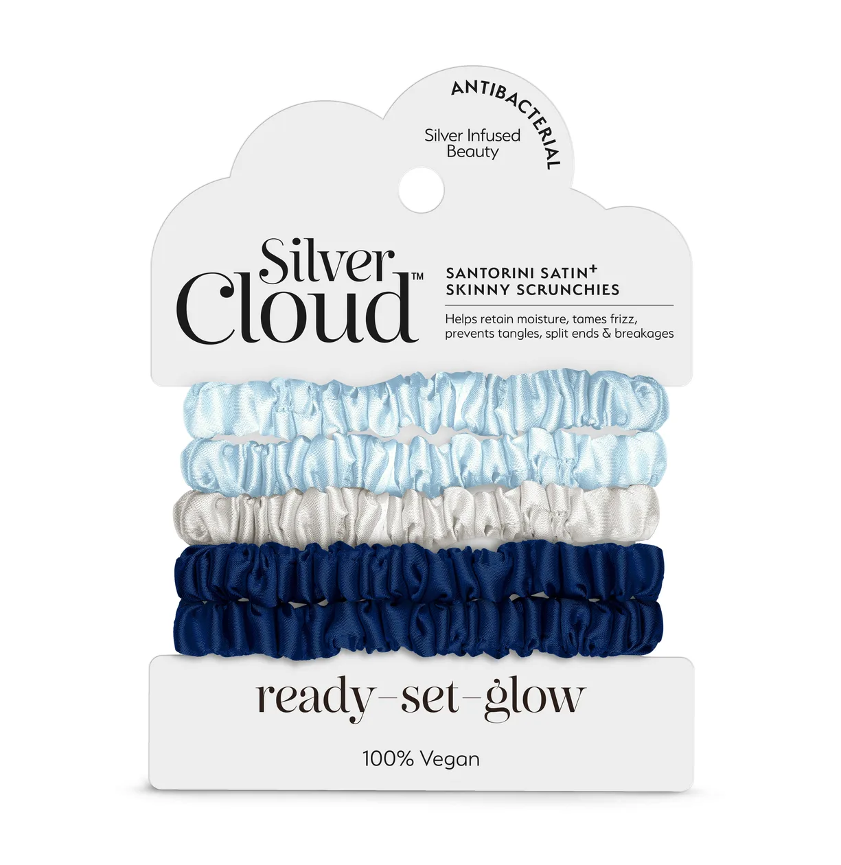 Satin+ Skinny Soft Hair Scrunchie Santorini Hair Bands 5 Pack: the shop's own photo