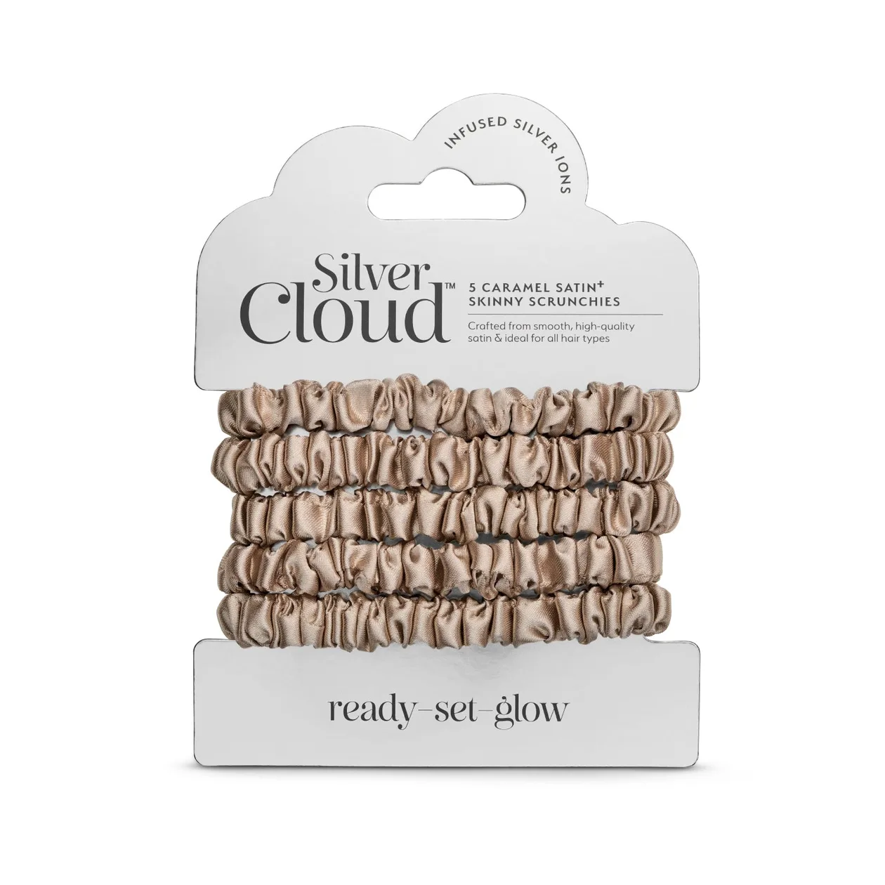 Skinny Soft Satin Hair Scrunchie Caramel 5 Pack: the shop's own photo