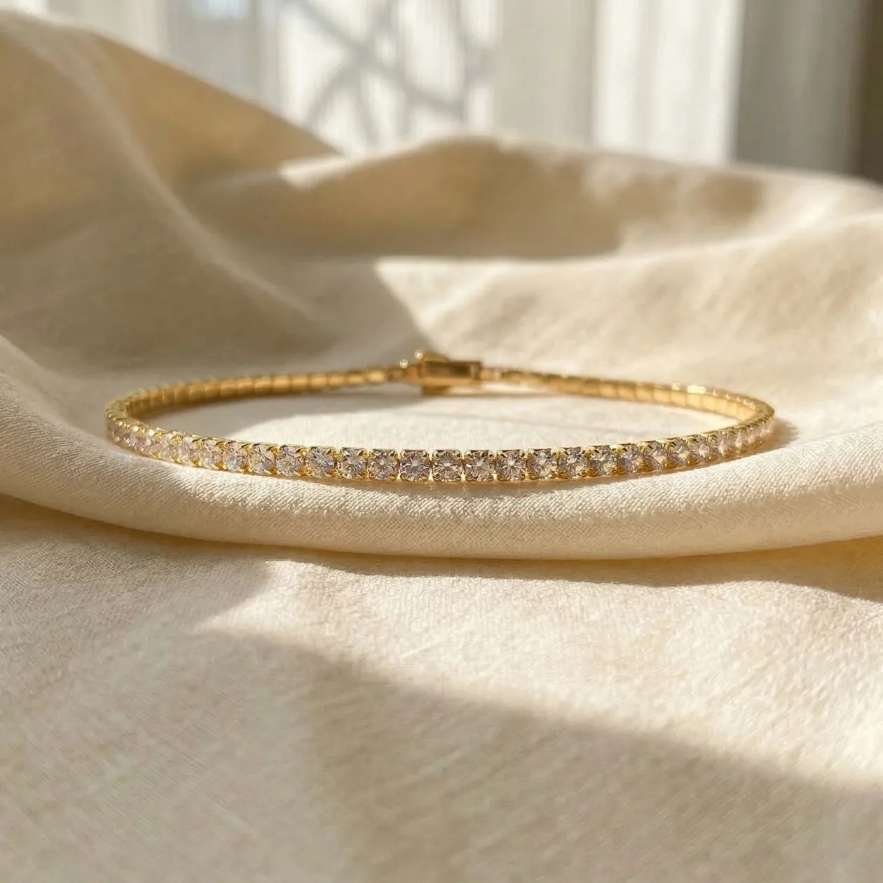 Diamond April Birthstone Dainty Tennis Bracelet: the shop's own photo