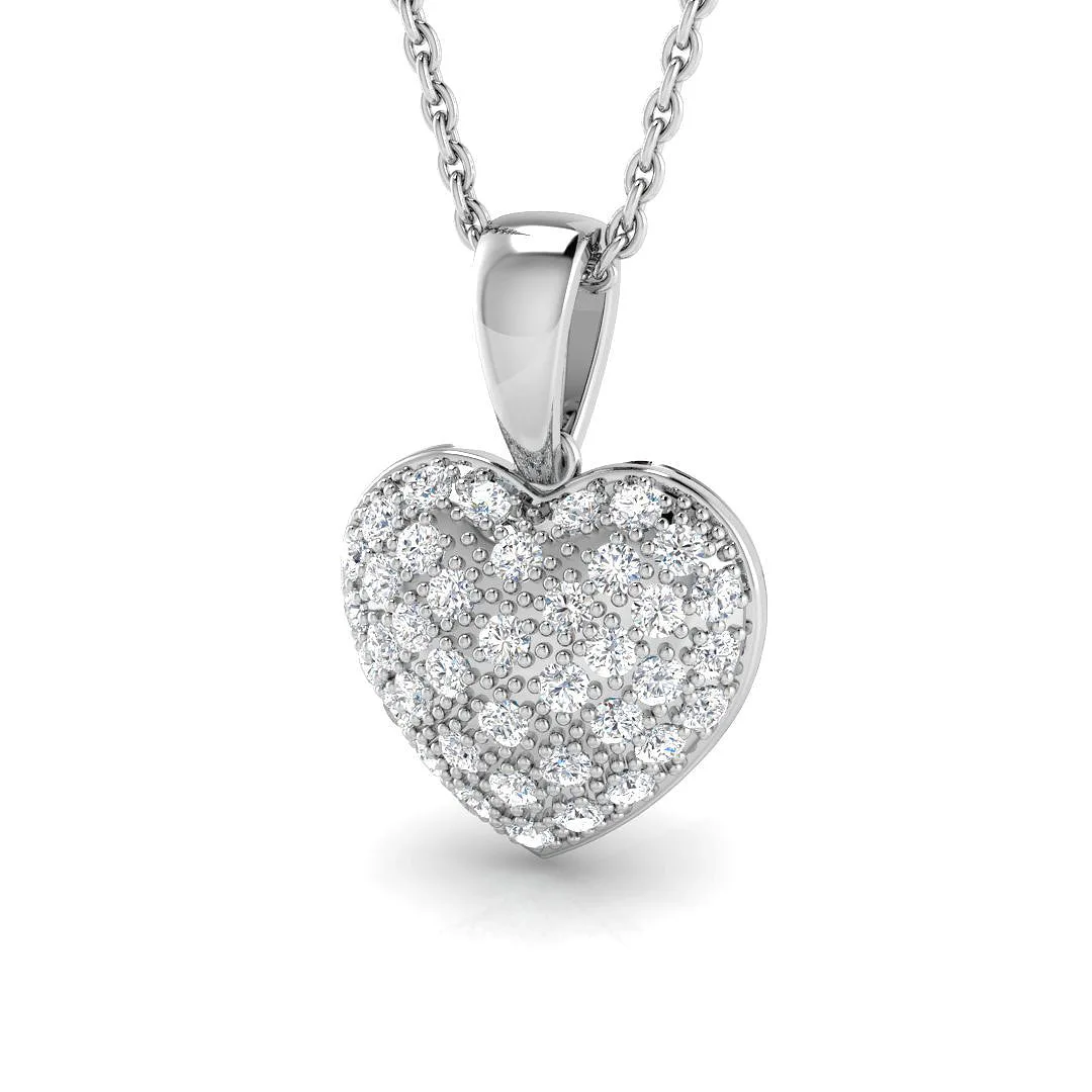 Diamond Heart Pendant | Sparkling Heart Pendant Necklace Without Chain - 9k White Gold / Natural Diamond(F/SI) / 0.20 Carat: the shop's own photo