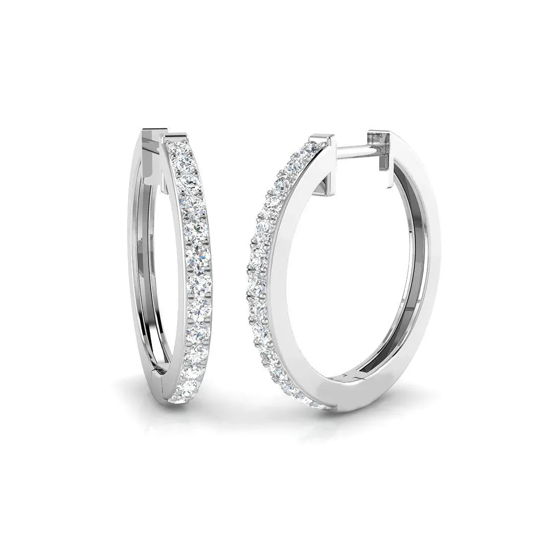 Hoop Earrings - Signature Pavé Set Diamond Loop - Lab Grown Diamond / 9k White Gold / 0.5: the shop's own photo