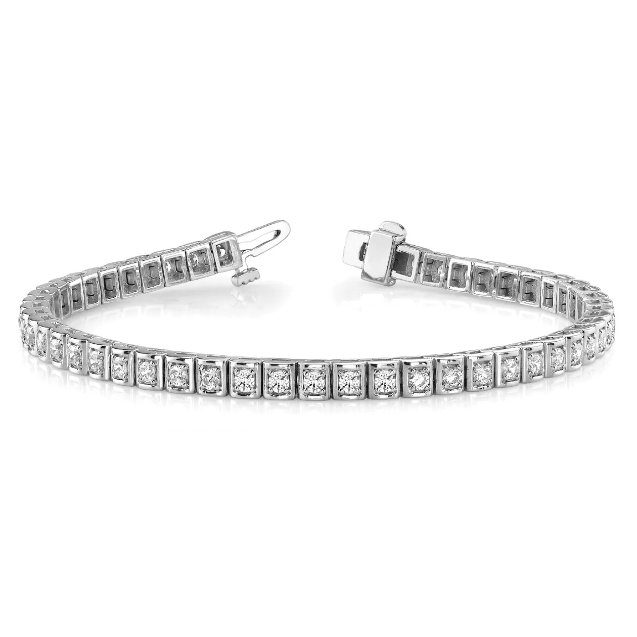 Lab Grown or Natural Round Cut Diamond Tennis Bracelet in Square Prong Setting - 18k Yellow Gold / 2.50 Carat / Lab Grown Diamond: the shop's own photo