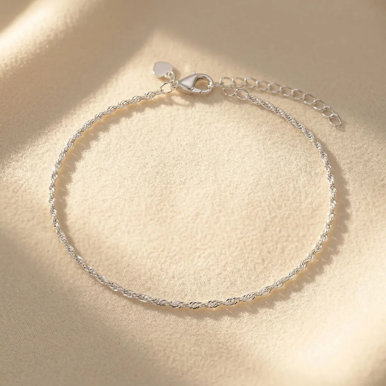 Sterling Silver Everyday Rope Chain Stacking Bracelet: the shop's own photo