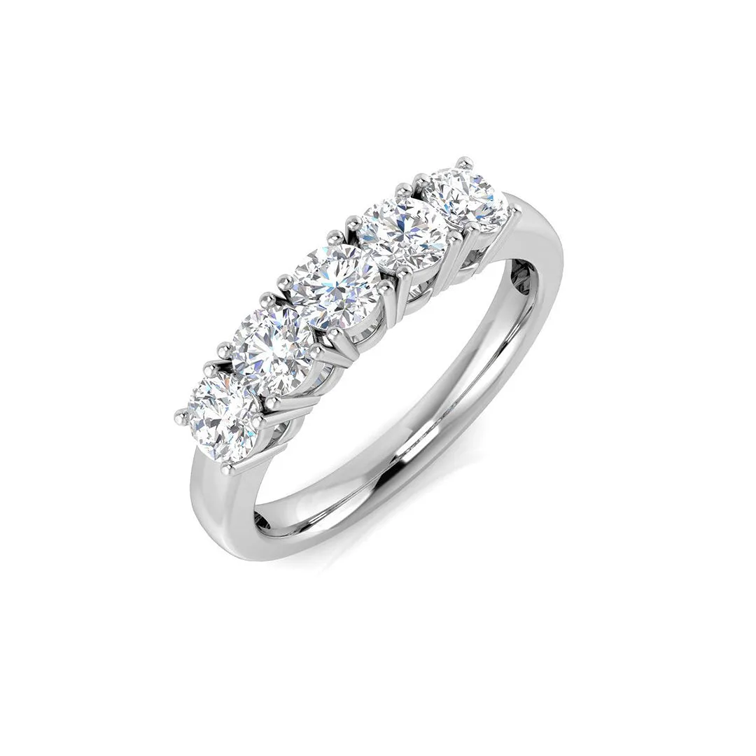5 Stone Lab Grown Diamond Ring | Round Cut D/VVS Quality | Prong Set - 0.50 Carat / 18k Yellow Gold: the shop's own photo