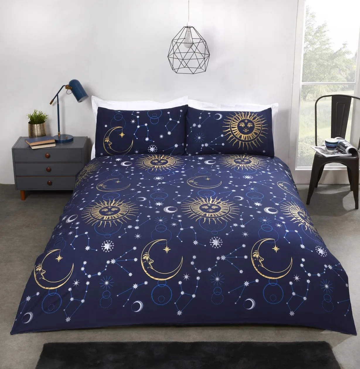 Celestial Duvet Cover Set - Navy / Single: the shop's own photo