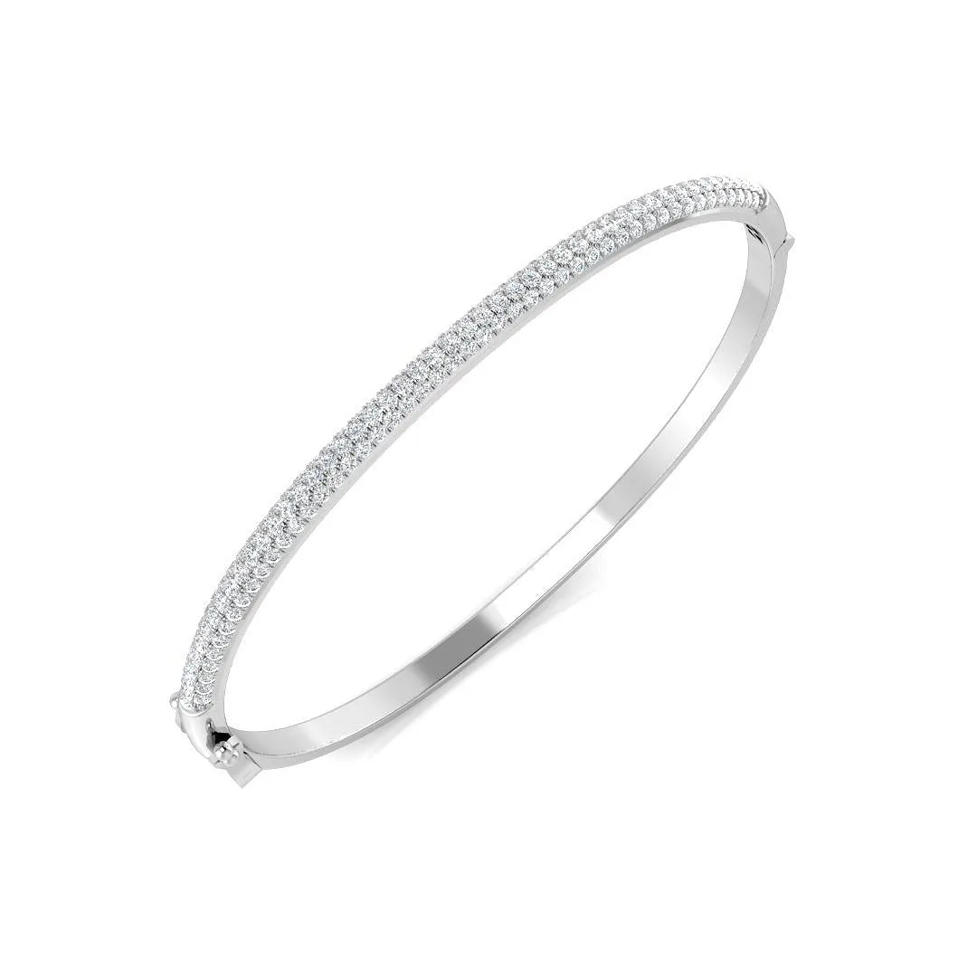18K Yellow Gold Lab Grown Diamond Slim Pave Set Bangle Luxury Diamond Bangle With Lock - 9k White Gold / 1.50 Carat / Natural Diamond: the shop's own photo