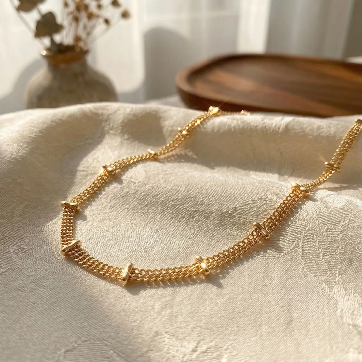 18ct Gold Plated Bar Curb Chain Necklace: the shop's own photo