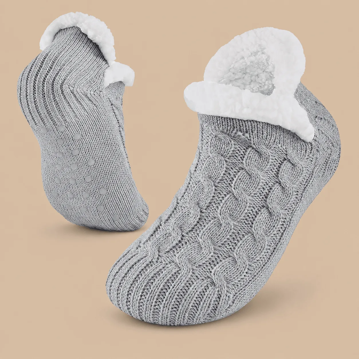 Fluffy Fleece Slipper Socks - Gray: the shop's own photo