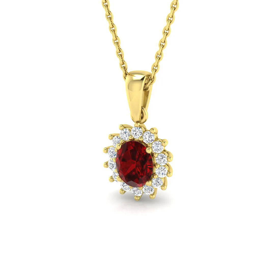 9ct Yellow Gold 0.93ct Natural Ruby & Diamond Pendant - 0.93 Carat / Natural (G-SI2) / 9-k-yellow-gold: the shop's own photo