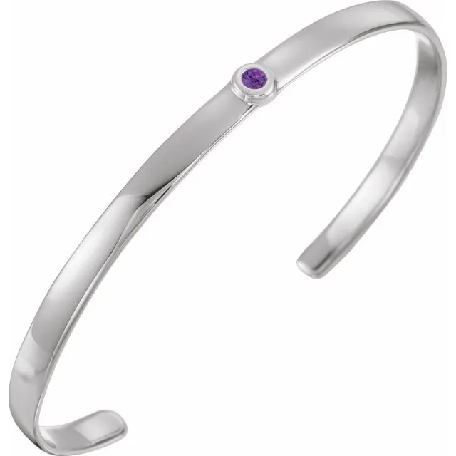 Round Natural Amethyst Bezel-Set Cuff Bracelet In Gold & Platinum - 18k Yellow Gold / 8.34 Carat / Lab-Grown-AAA: the shop's own photo