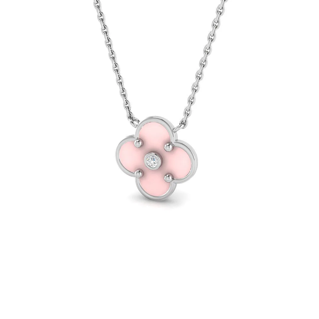 Diamond Cluster Pendant 0.15ct Gold & Platinum Necklace - 9k White Gold / Natural Diamond(F/SI) / 0.15 Carat: the shop's own photo