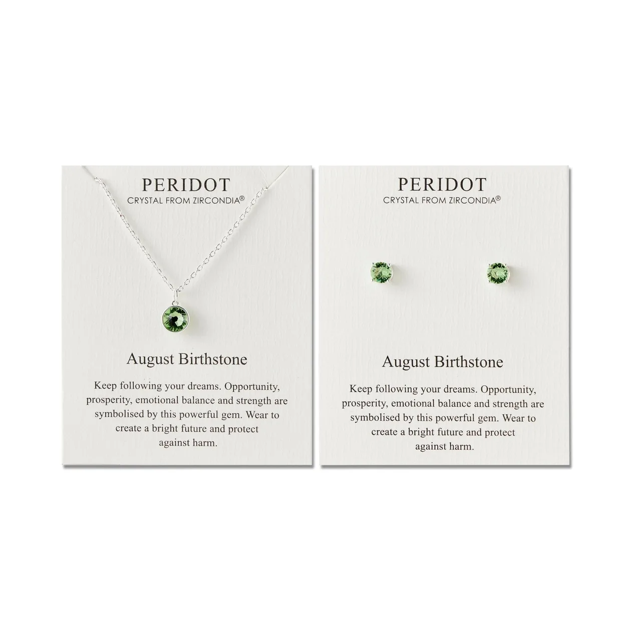 August (Peridot) Birthstone Necklace & Earrings Set Created with Zircondia® Crystals: the shop's own photo