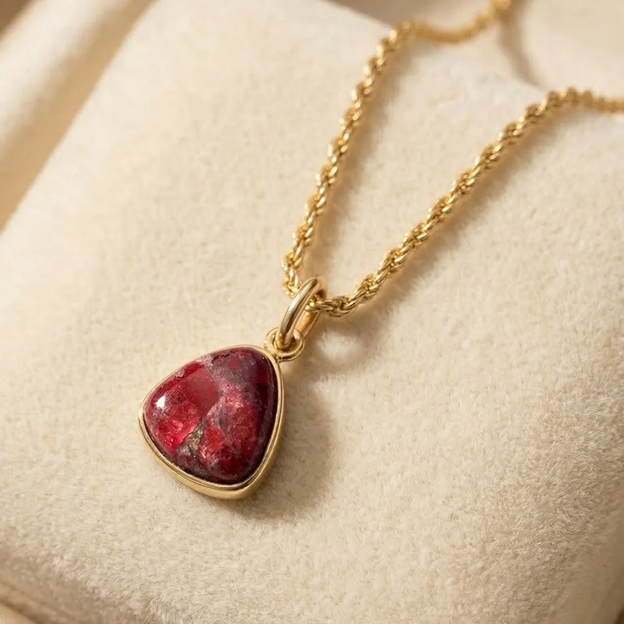 Statement Garnet January Birthstone Gold Vermeil Pendant Rope Necklace: the shop's own photo