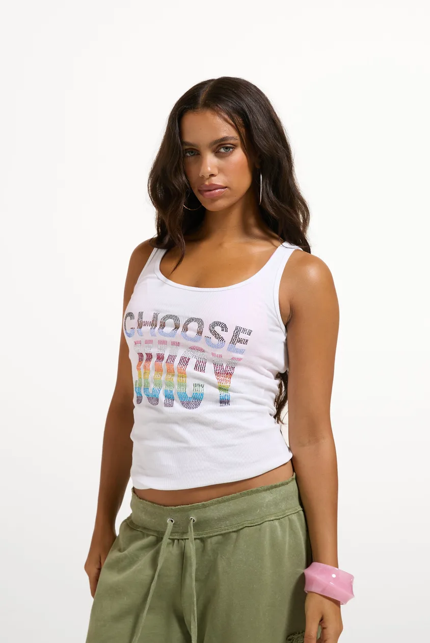 WHITE CHOOSE JUICY VEST TOP - M / White: the shop's own photo