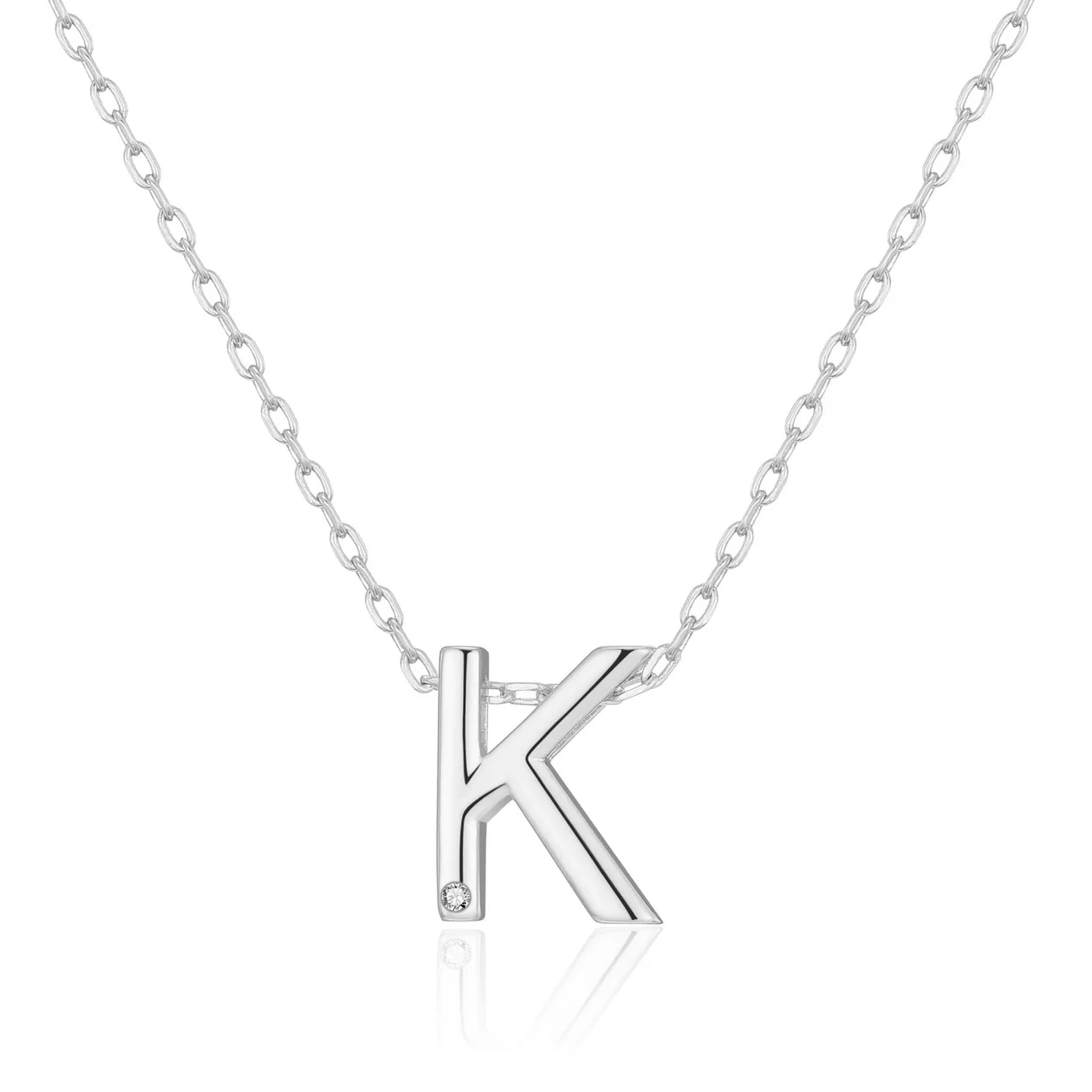 Customisable Initial Necklace (A-Z) with Option of Birthstone Charm - K: the shop's own photo