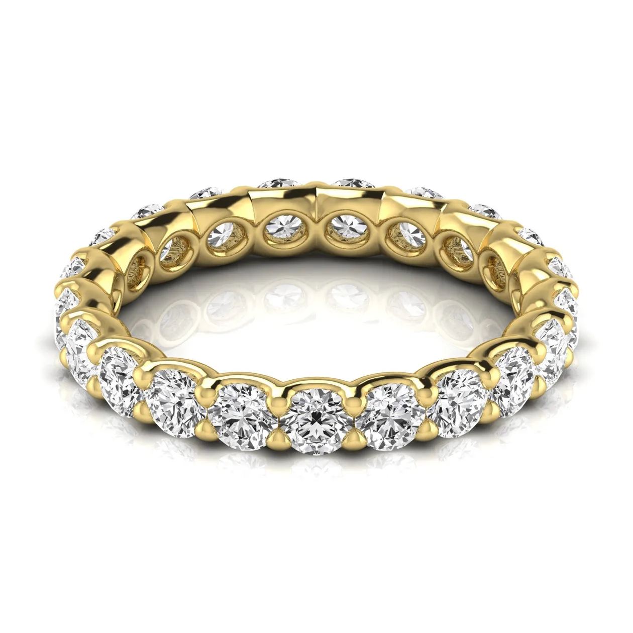 0.50-3.00ct Lab-Grown D/VVS Round Cut Diamond Four Prong Claw Set Full Eternity Wedding Ring - 9k Yellow Gold / 2.00 Carat: the shop's own photo
