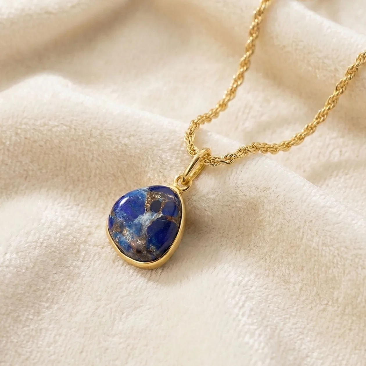 Sapphire September Birthstone Gold Vermeil Pendant Rope Necklace: the shop's own photo