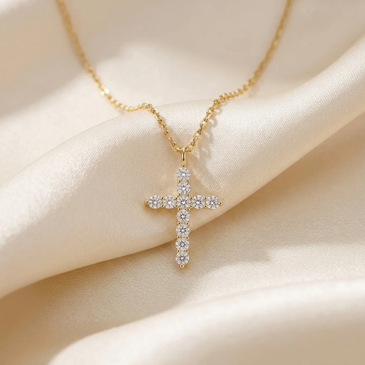 18ct Gold Plated Sparkling Cross Pendant Necklace: the shop's own photo