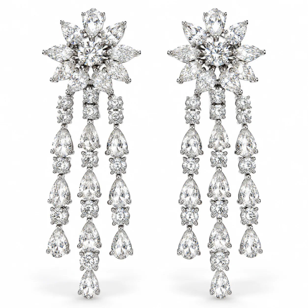 WGI 12.00Ct Natural Multi Diamond Designer Earring 18k Gold Ready To Ship: the shop's own photo