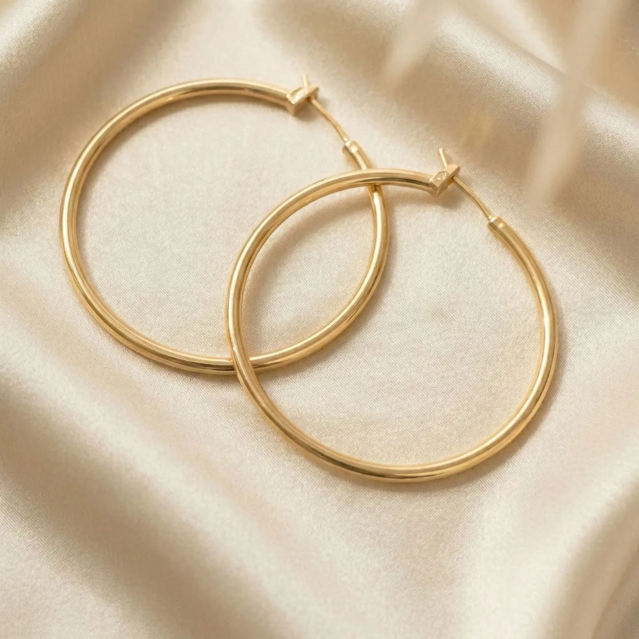 Gold Plated 50mm Everyday Hoop Earrings: the shop's own photo