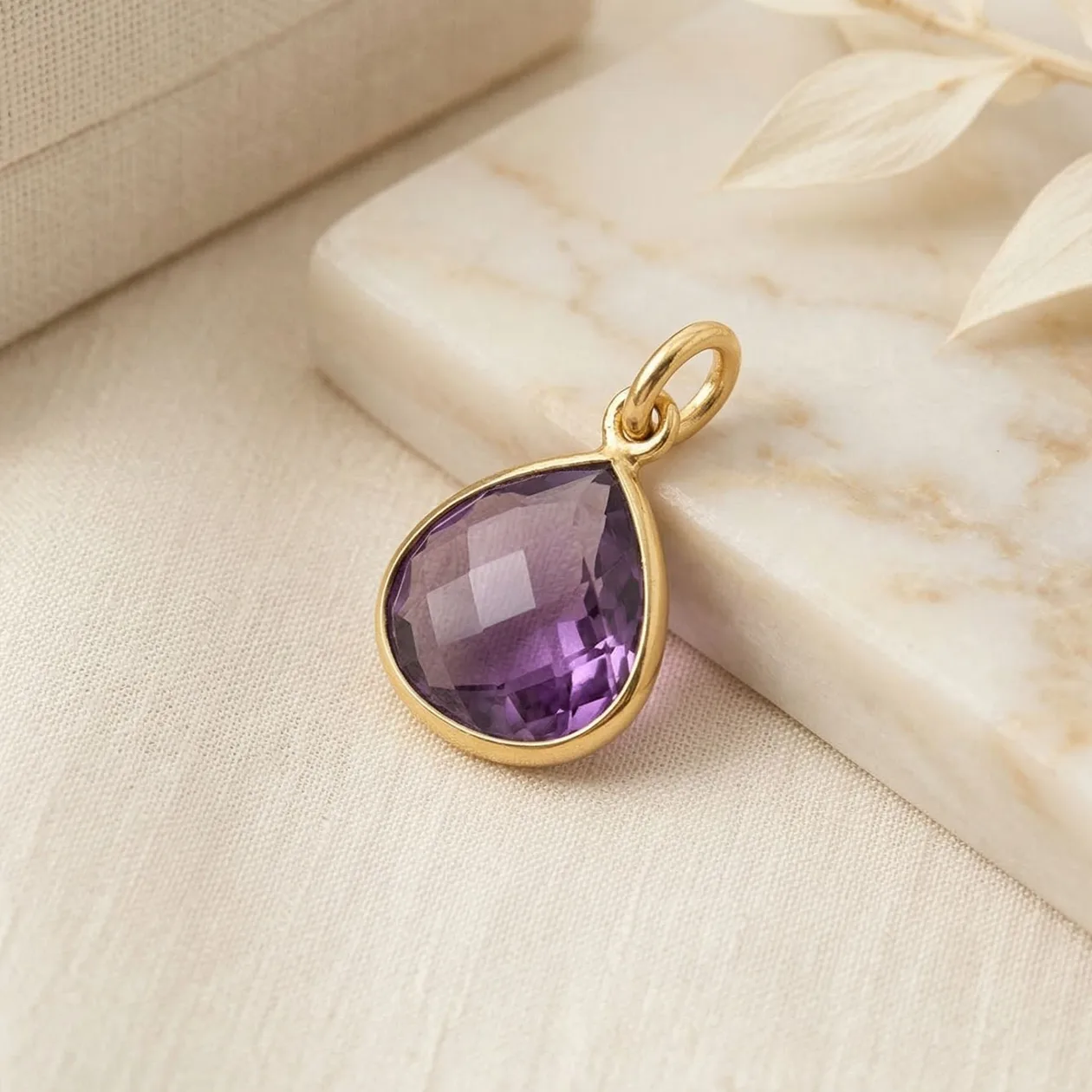 Amethyst February Gemstone Gold Vermeil Plated Pendant: the shop's own photo