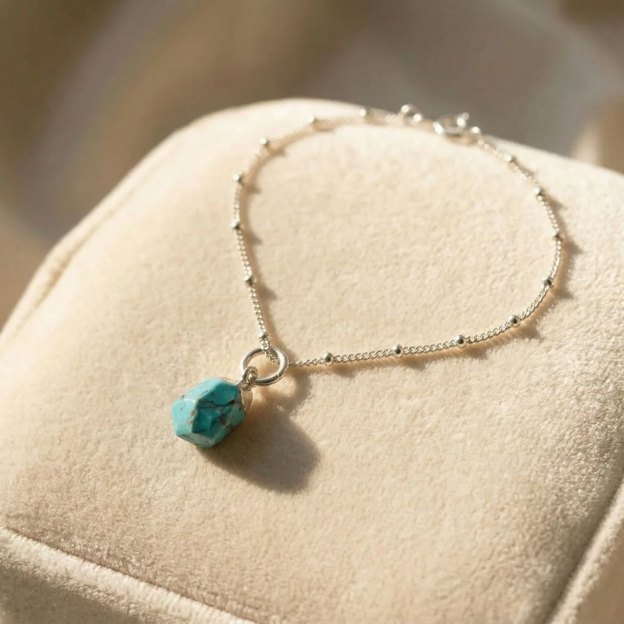 Raw Turquoise December Birthstone Silver Bracelet: the shop's own photo
