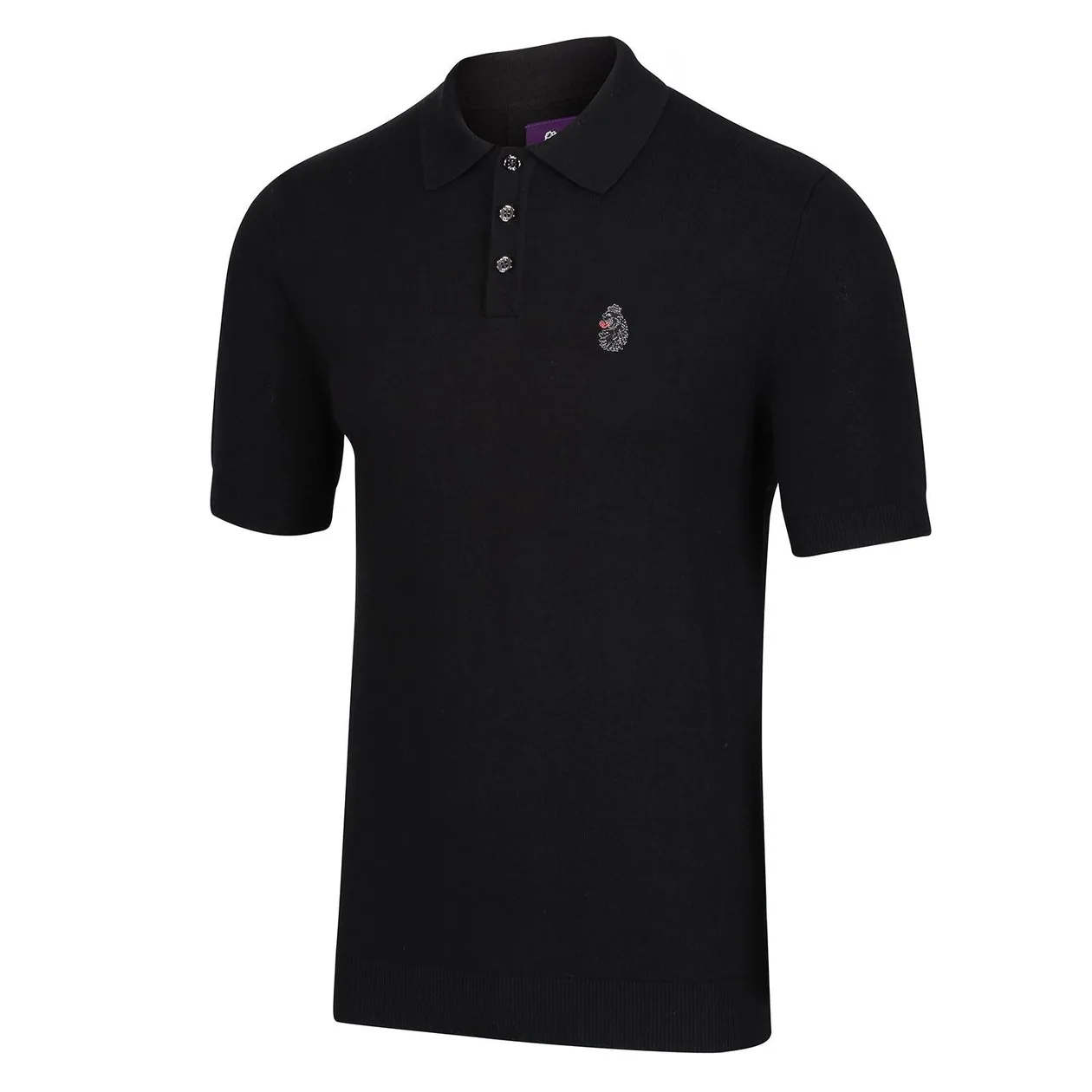 Luke 1977 Tungsten Knitted Polo Shirt - Jet Black | Size: XL: the shop's own photo