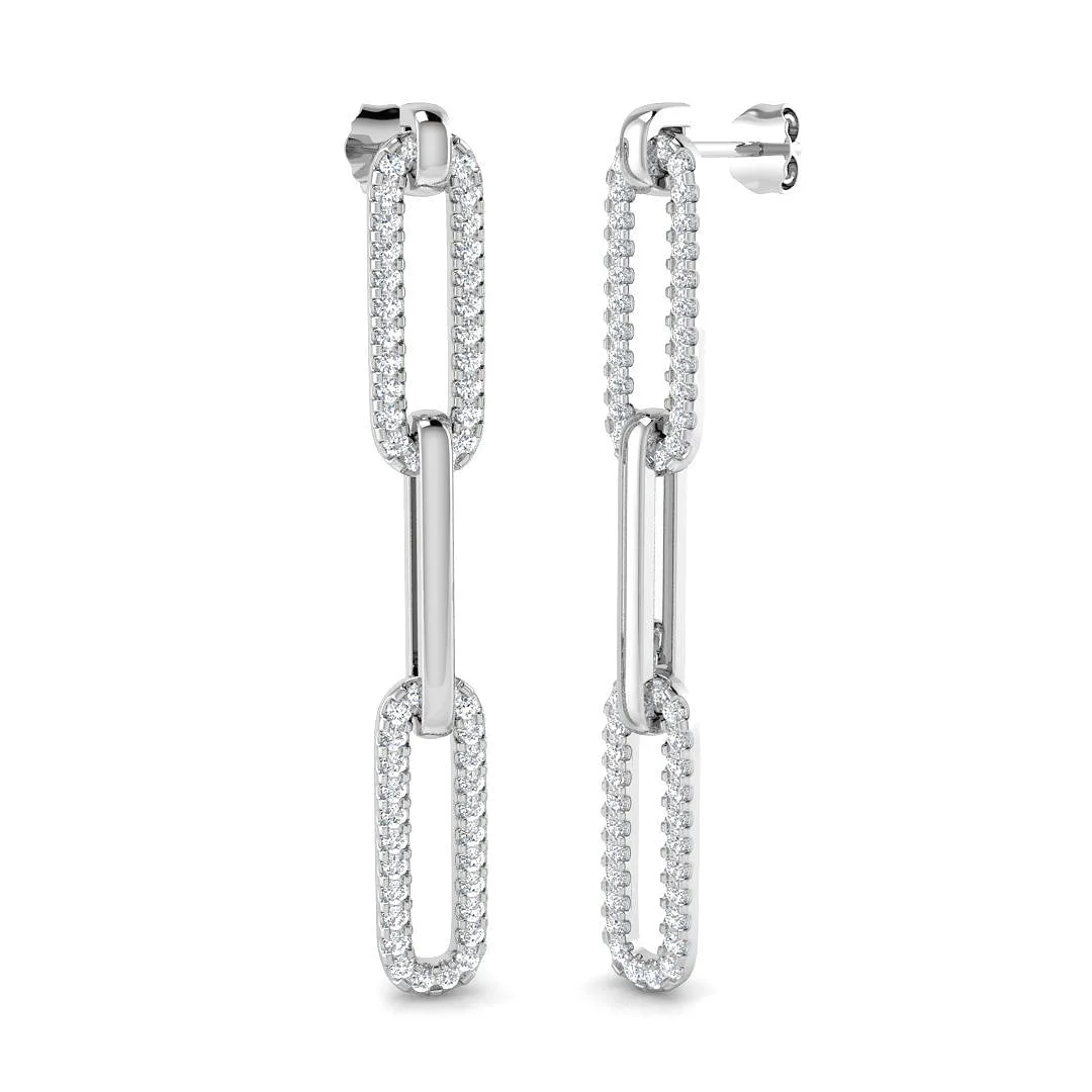 Birch Gold Drop & Trilogy Diamond Earrings - 1ct Luxury Style - 1 Carat / Lab Grown Diamond(D-VVS) / 18k Yellow Gold: the shop's own photo