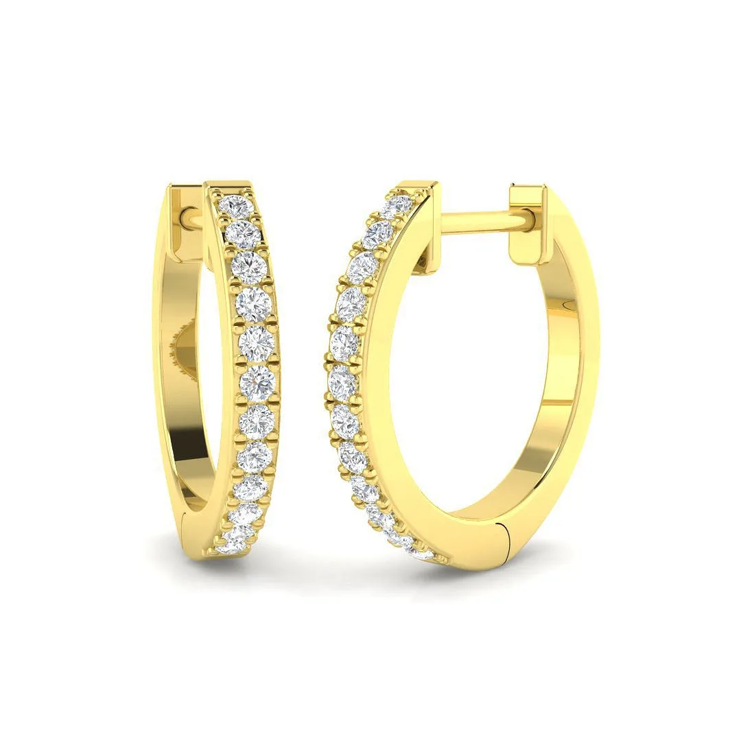 Elegant 0.1–0.2 Ct Round Diamond Hoop Earrings | Lab-Grown & Natural Gold - 9k Yellow Gold / 0.15 Carat / Natural Diamond(F-VS): the shop's own photo
