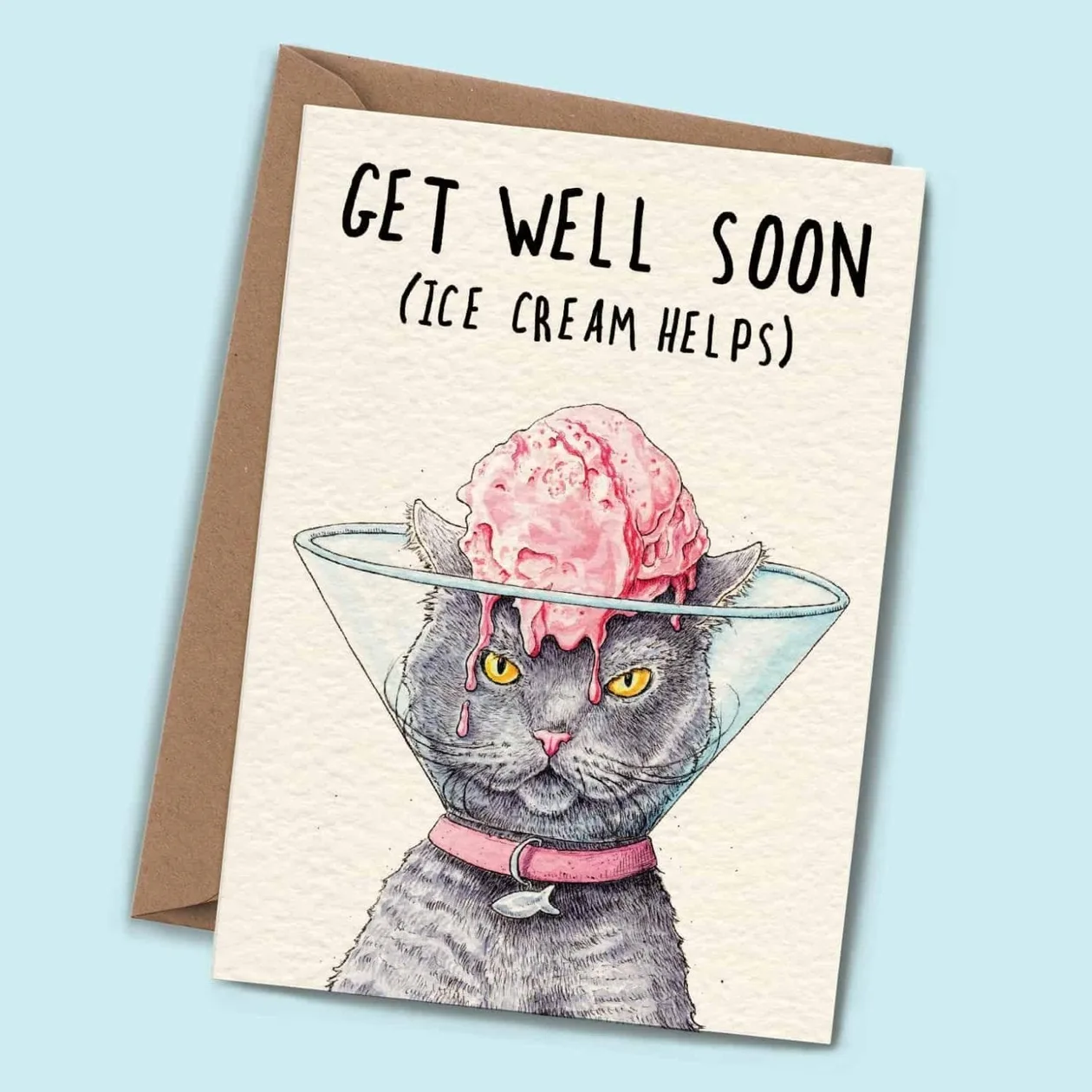 Cat Cone Card - Get Well Soon Card: the shop's own photo