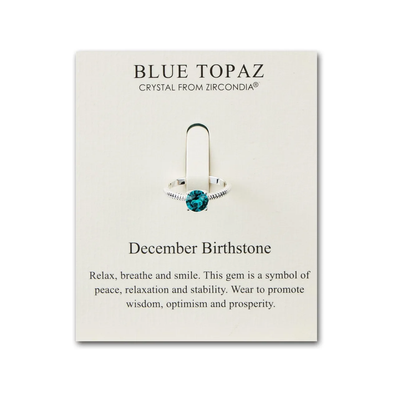 December (Blue Topaz) Adjustable Birthstone Ring Created with Zircondia® Crystals: the shop's own photo